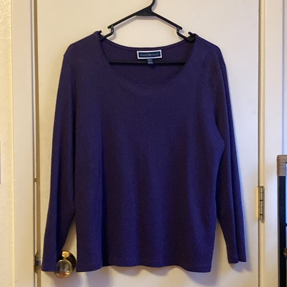Karen Scott Petites, Long Sleeve, Scoop Neck Top Dark Purple Top, PXXL - Picture 2 of 10